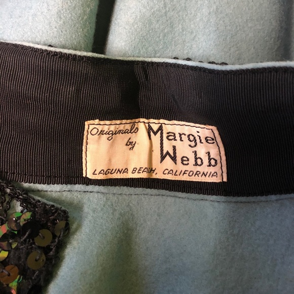 Casino night CIRCLE SKIRT from the 50's, wool felt, blue. Size XS. Rockabilly - Picture 10 of 16